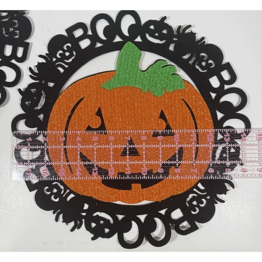 Unbranded Halloween Wall Decor Set 2pc 14in Black Orange Glitter Spider Pumpkin